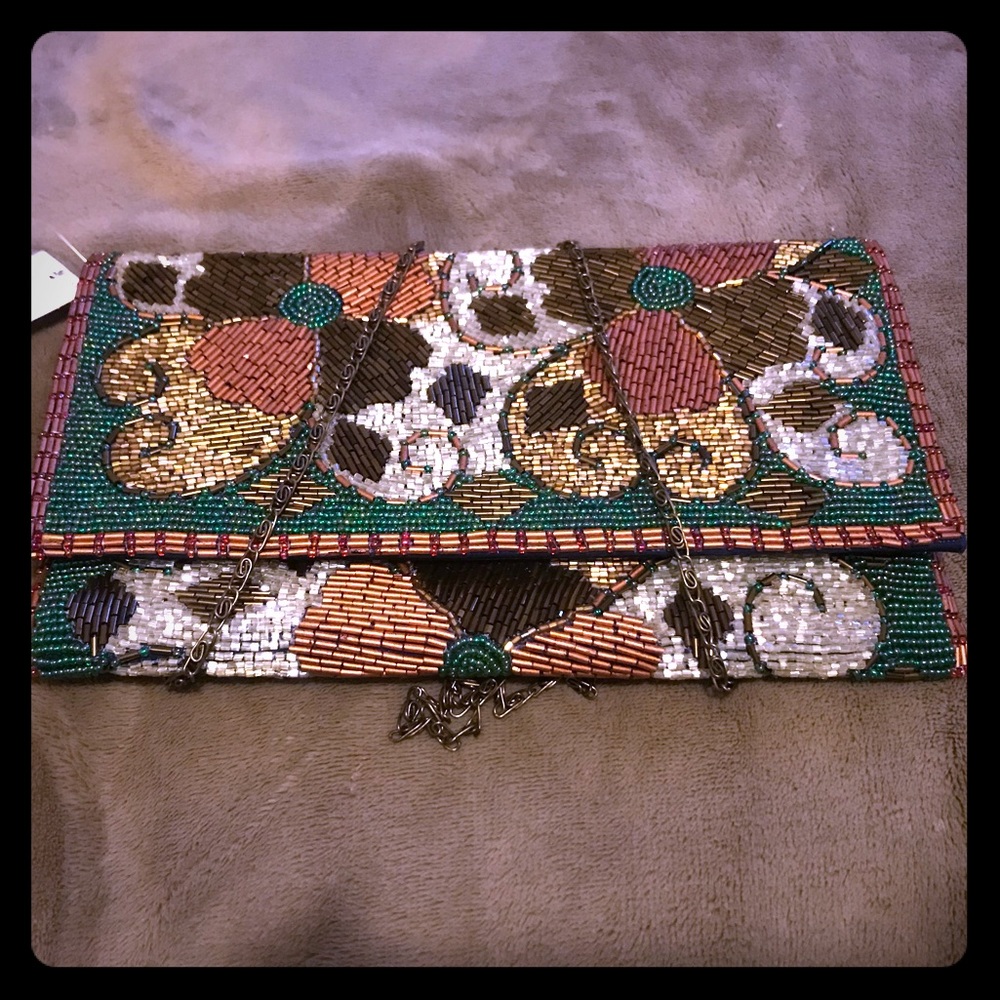 Anthropologie beaded clutch purse
